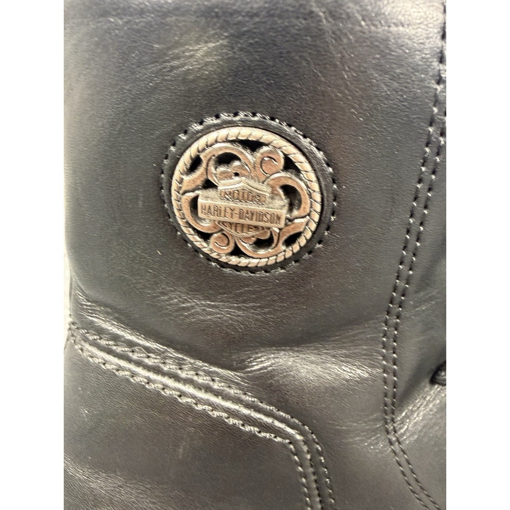 Harley-Davidson Womens 88011 Black Leather Lace Up Side Zip Motorcycle Boots 8.5 - Picture 5 of 9